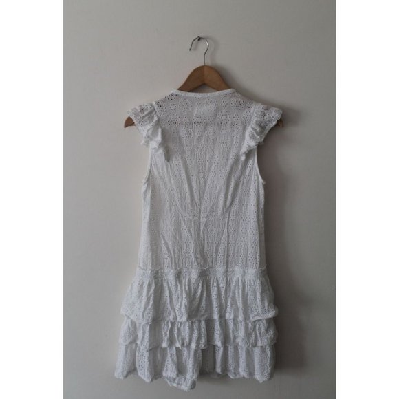 Zadig & Voltaire Rili Eyelet Ruffle Dress White / Size XS Cotton Tiered - Picture 4 of 7